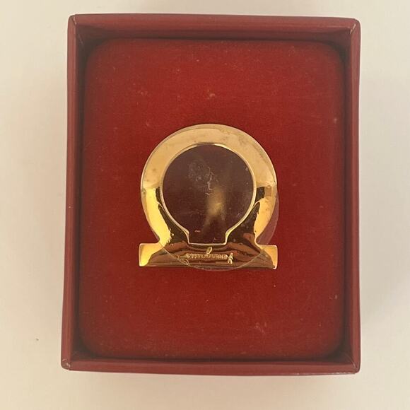 Ferragamo Timeless Gold tone Gancini Scarf Ring NEW - Picture 3 of 7